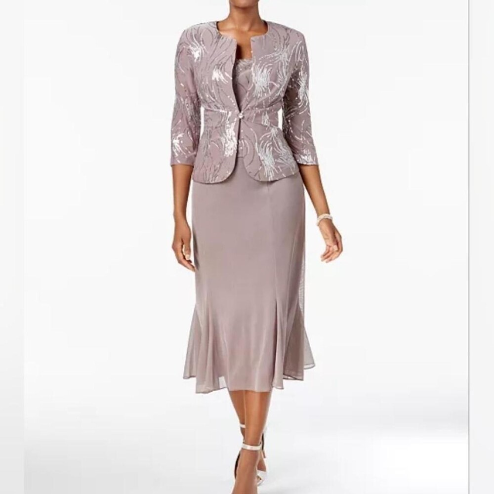 Women's Grey and Cream Dress